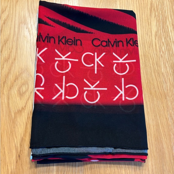 Calvin Klein Accessories - Calvin Klein Red and Black Logo Scarf